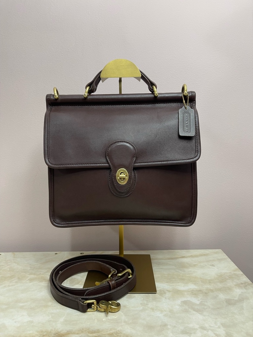 Coach Brown Leather Satchel with Gold Hardware